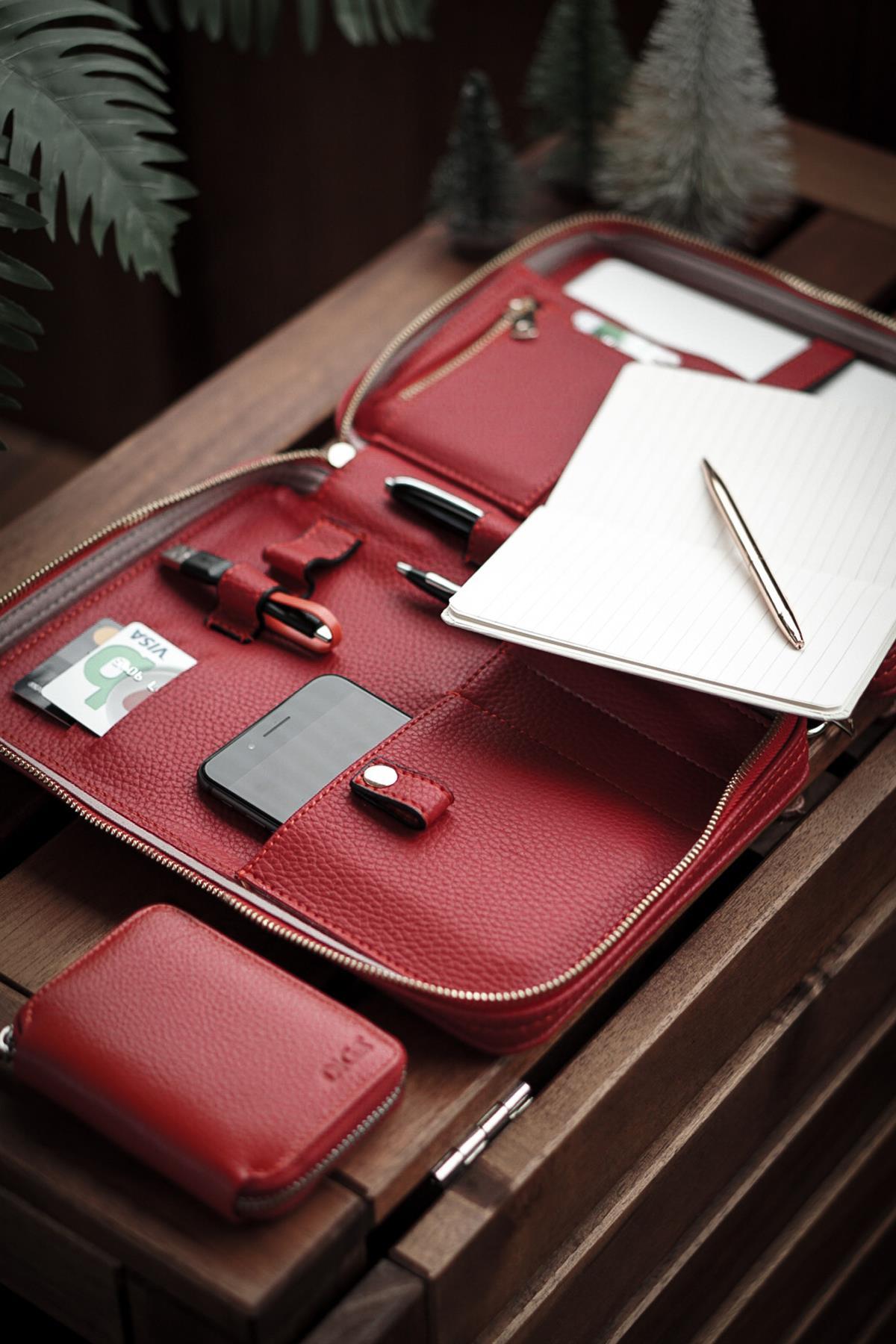 Mobile Mini Organizer - Çanta - 9 inch- Carmen Red- Kırmızı