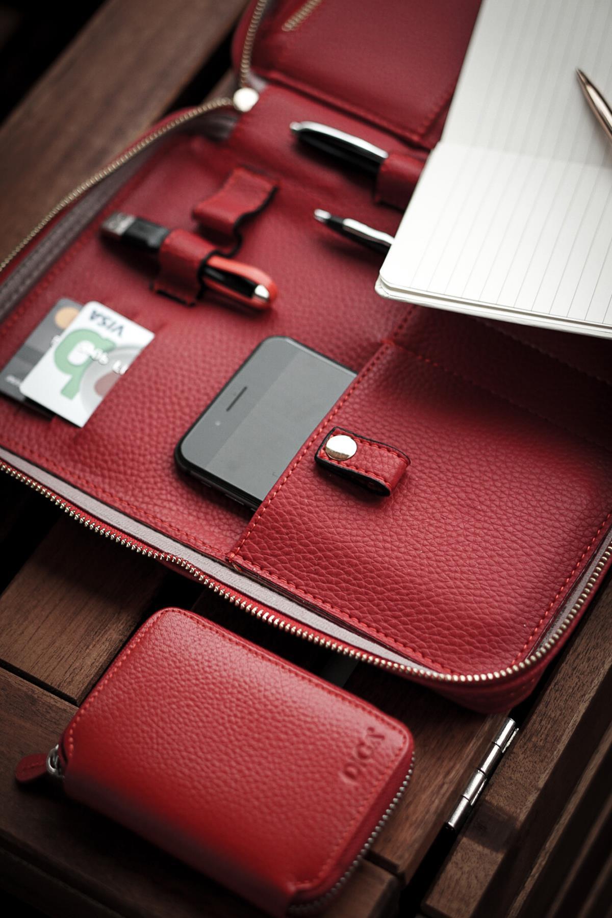 Mobile Mini Organizer - Çanta - 9 inch- Carmen Red- Kırmızı