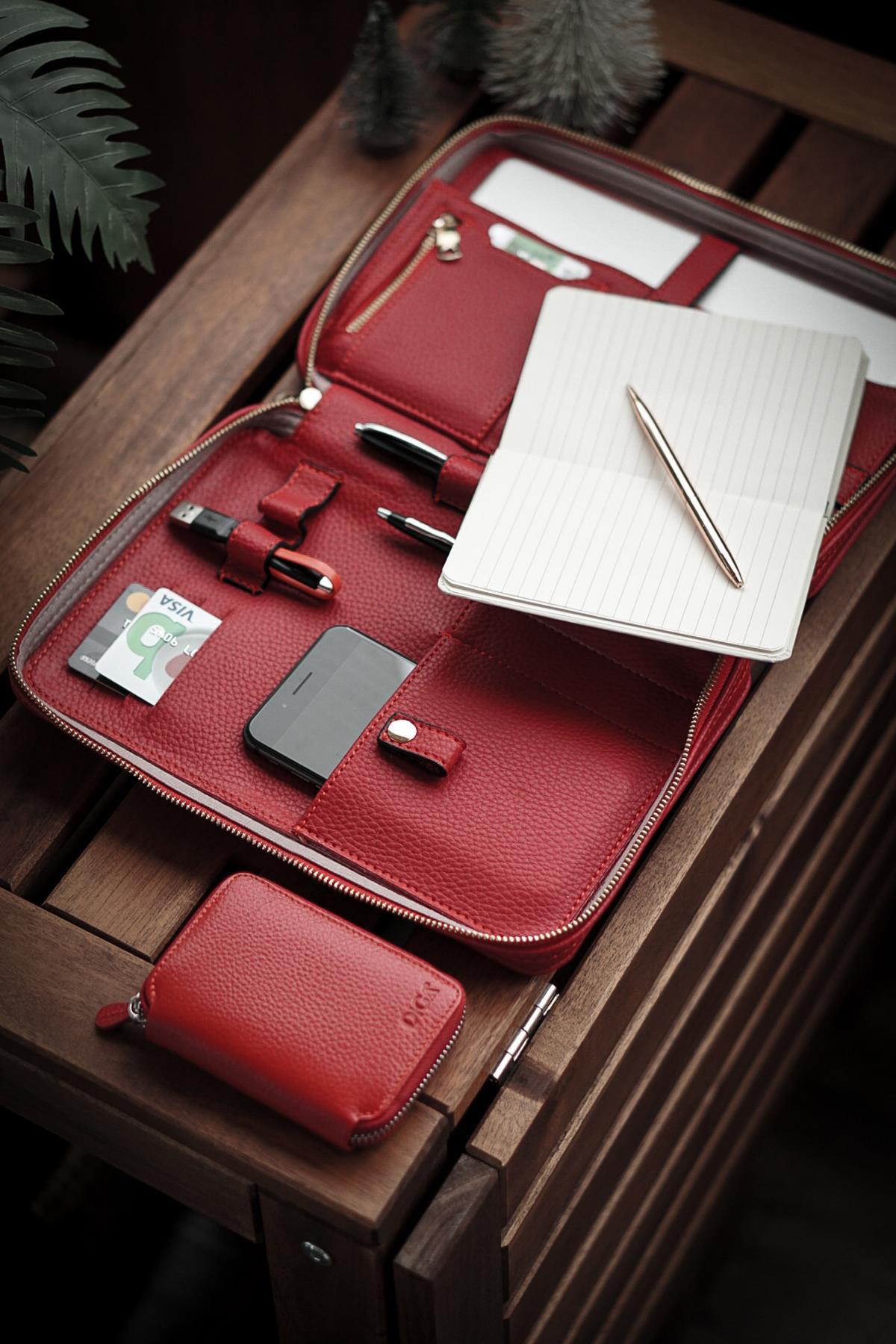 Mobile Mini Organizer - Çanta - 9 inch- Carmen Red- Kırmızı
