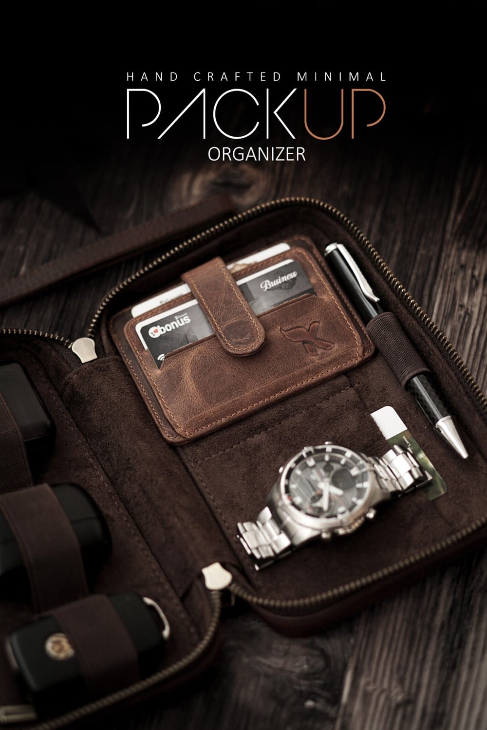 Packup Hand Crafted Leather Organizer - %100 El Yapımı Hakiki Deri El Pörtföyü