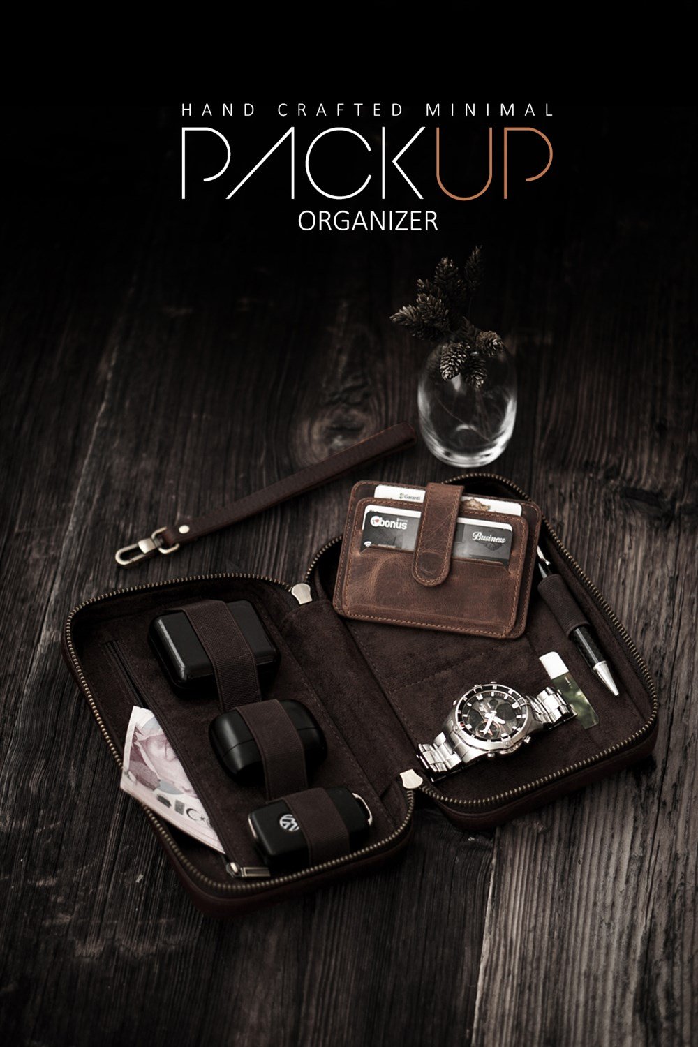 Packup Hand Crafted Leather Organizer - %100 El Yapımı Hakiki Deri El Pörtföyü