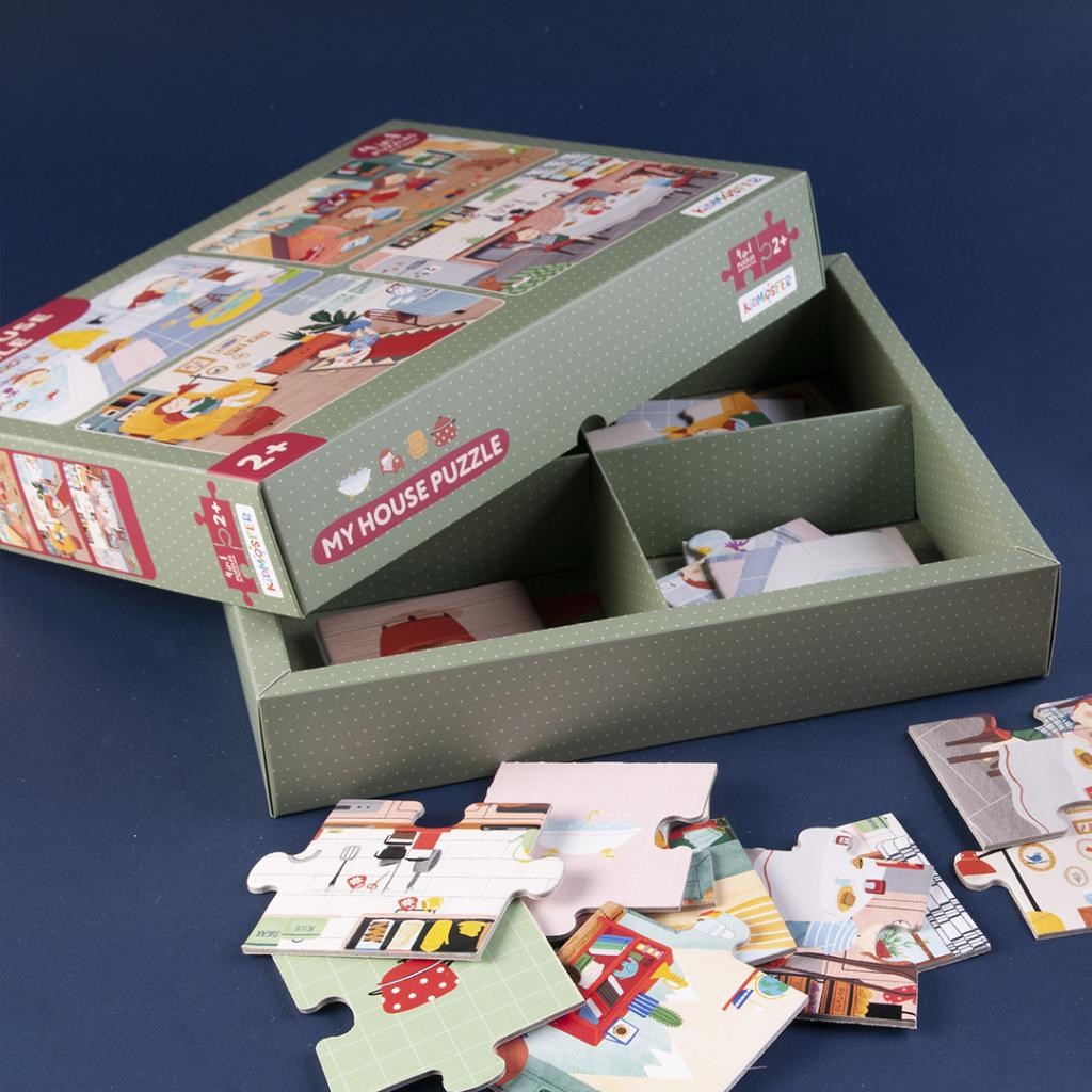 My House / Evin Bölümleri 4'ü 1 Aradada Puzzle  (Yapboz) / 4*6 24 Parça 2+ Yaş  