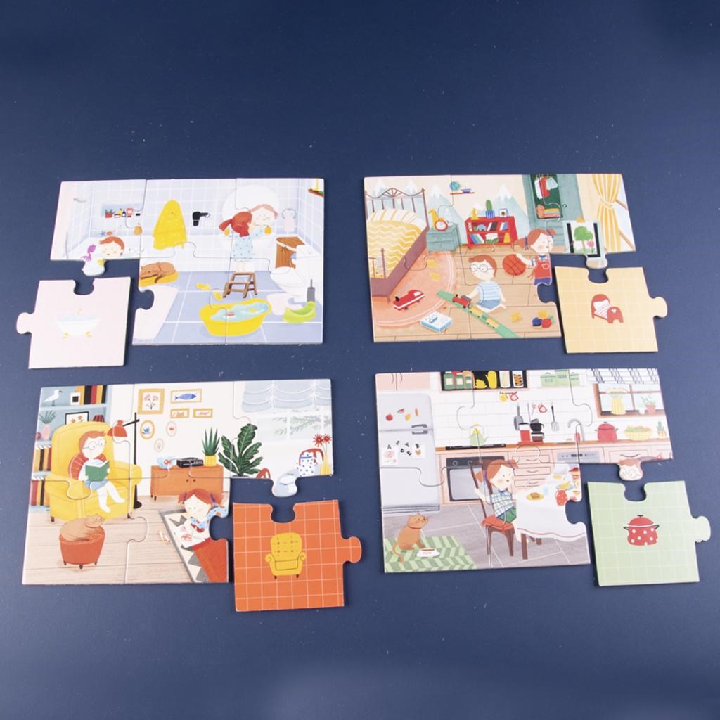 My House / Evin Bölümleri 4'ü 1 Aradada Puzzle  (Yapboz) / 4*6 24 Parça 2+ Yaş  