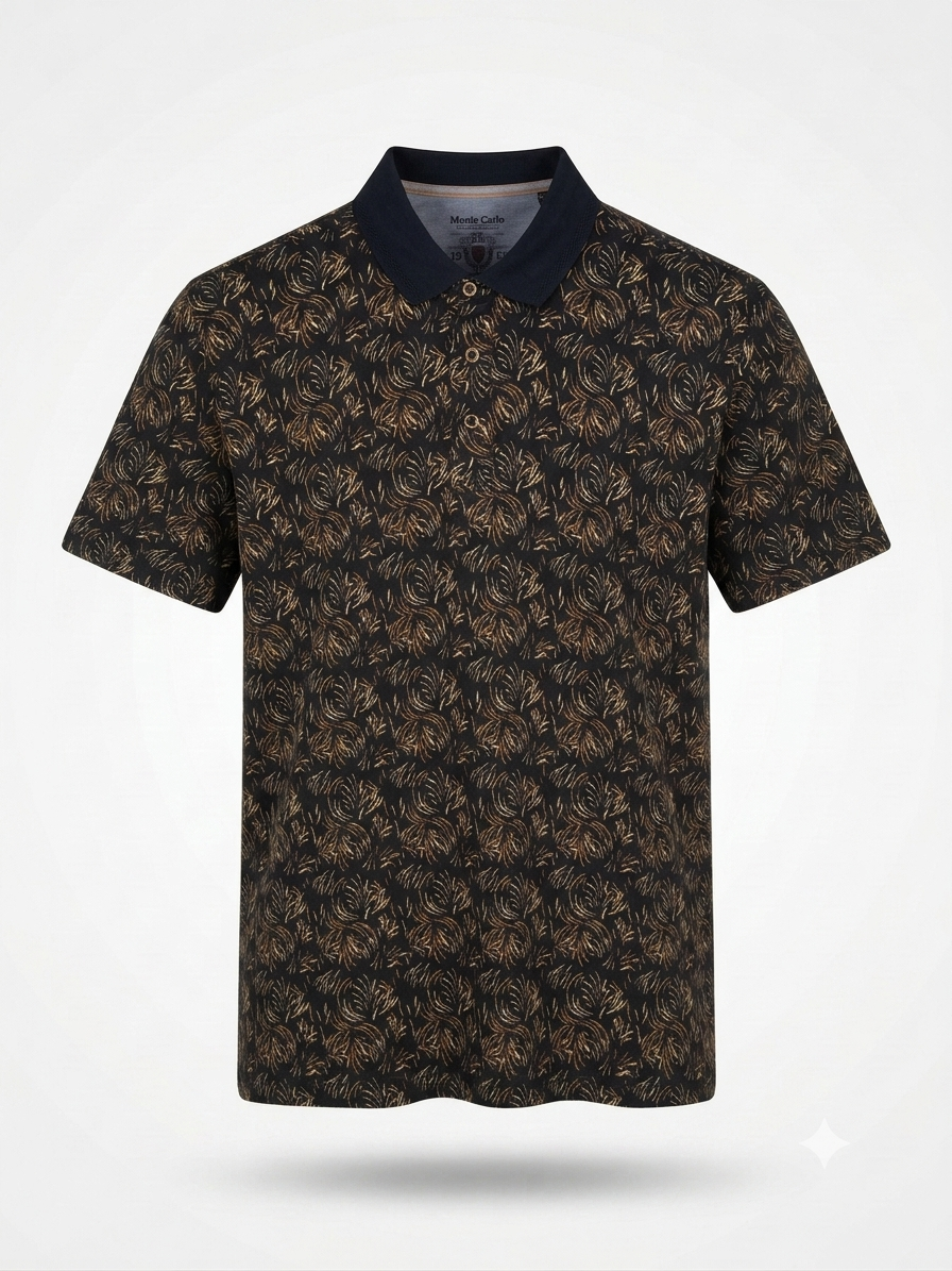 Büyük Beden Desenli Polo Yaka T-Shirt
