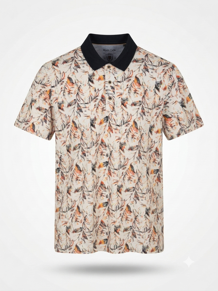 Büyük Beden Desenli Polo Yaka T-Shirt
