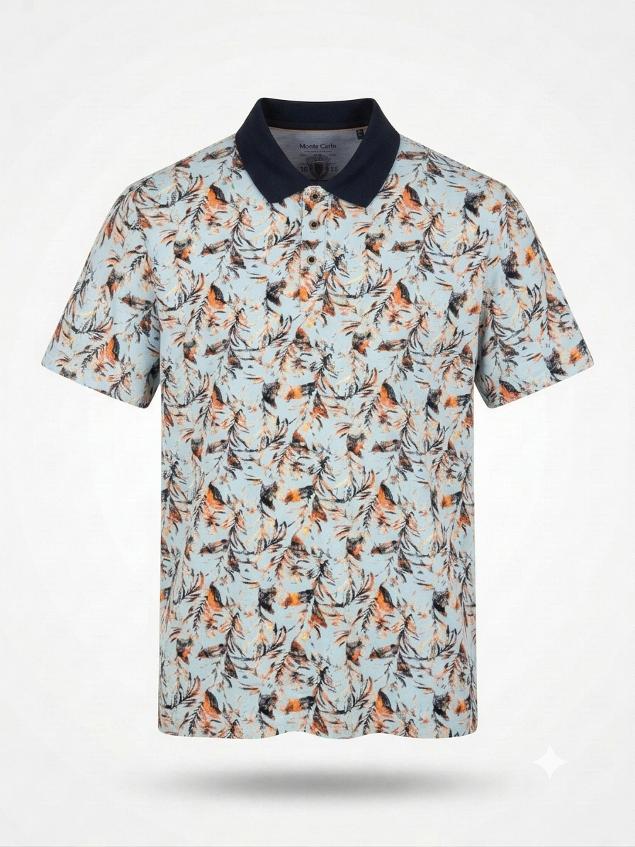 Büyük Beden Desenli Polo Yaka T-Shirt
