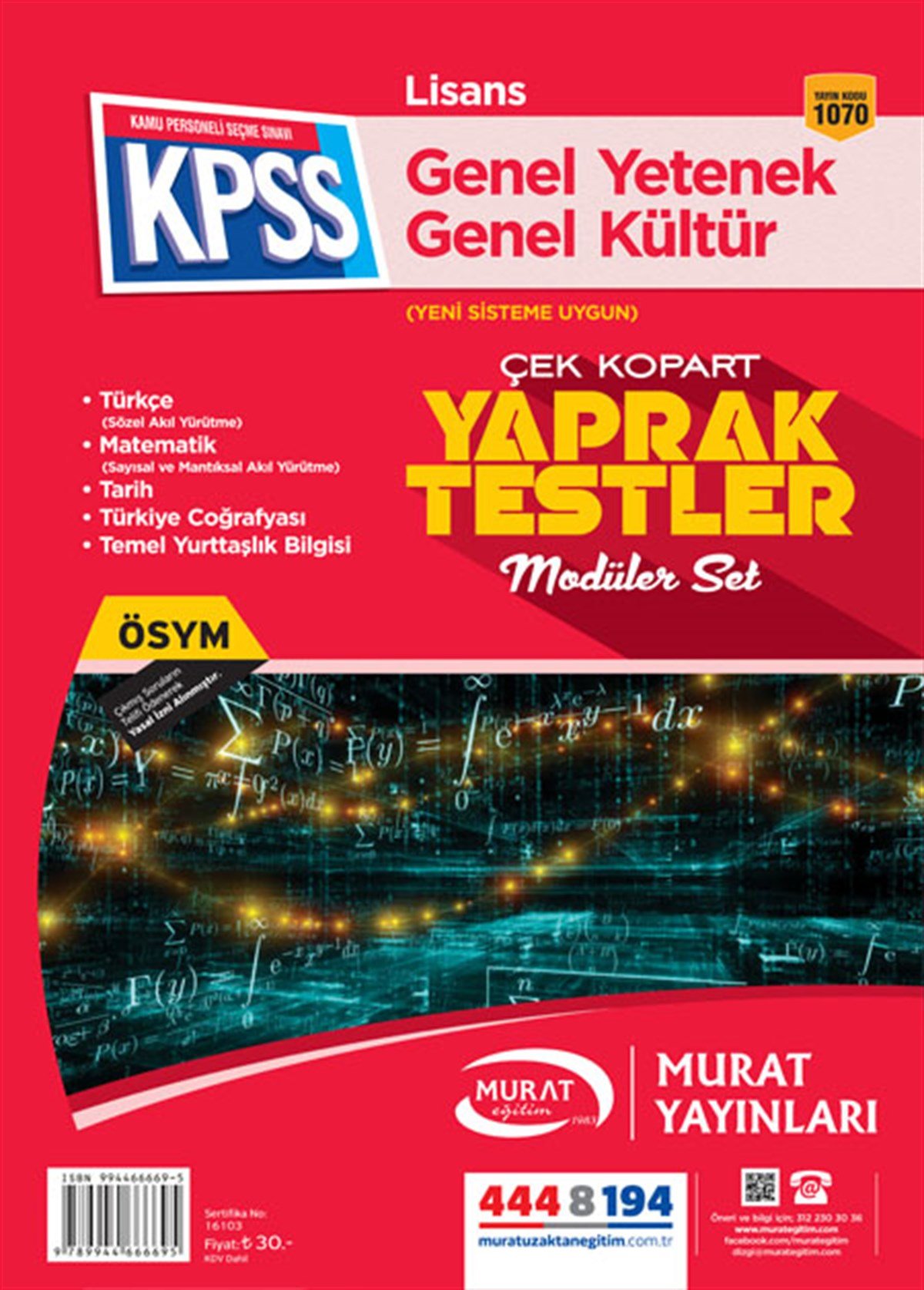 1070 - Modüler Set Çek Kopart Yaprak Test Genel Yetenek Genel Kültür Lisans