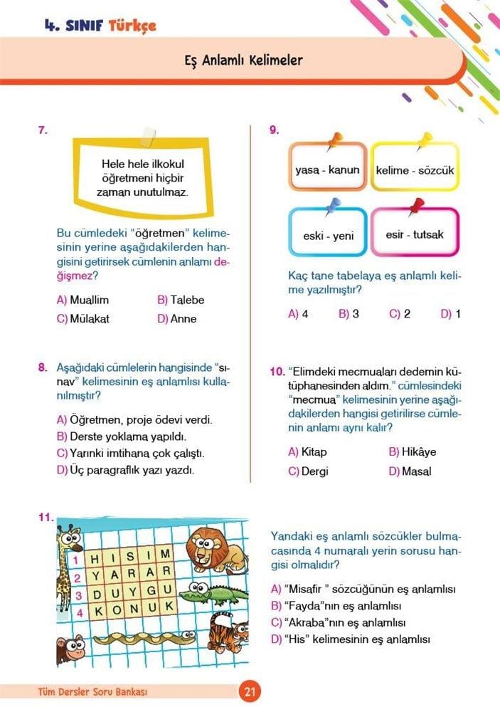 4. Sınıf Tüm Dersler Yeni Nesil Soru Bankası