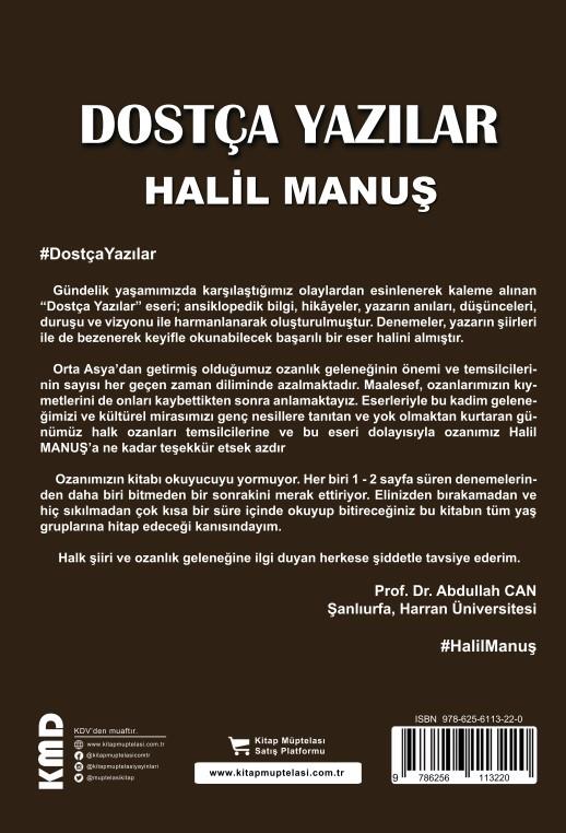 Dostça Yazılar , Halil Manuş , KMD Yayınları , 9786256113220 ,