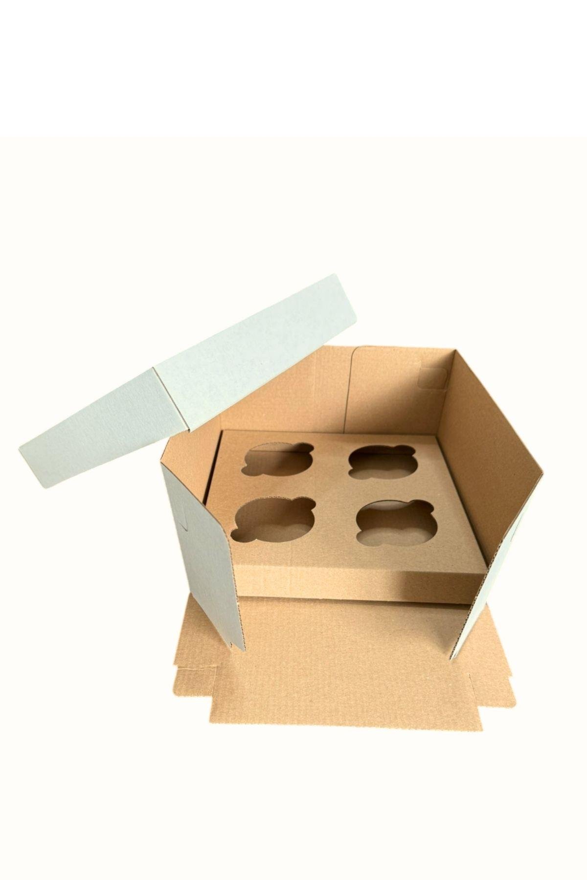 4 LÜ CUPCAKE KUTUSU BEYAZ