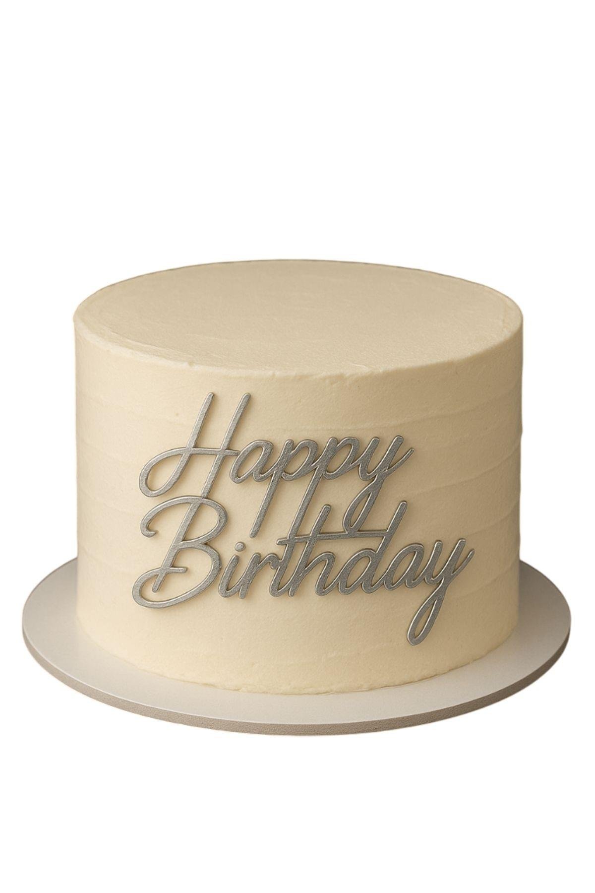 HAPPY BİRTDAY PASTA SÜSÜ GÜMÜŞ