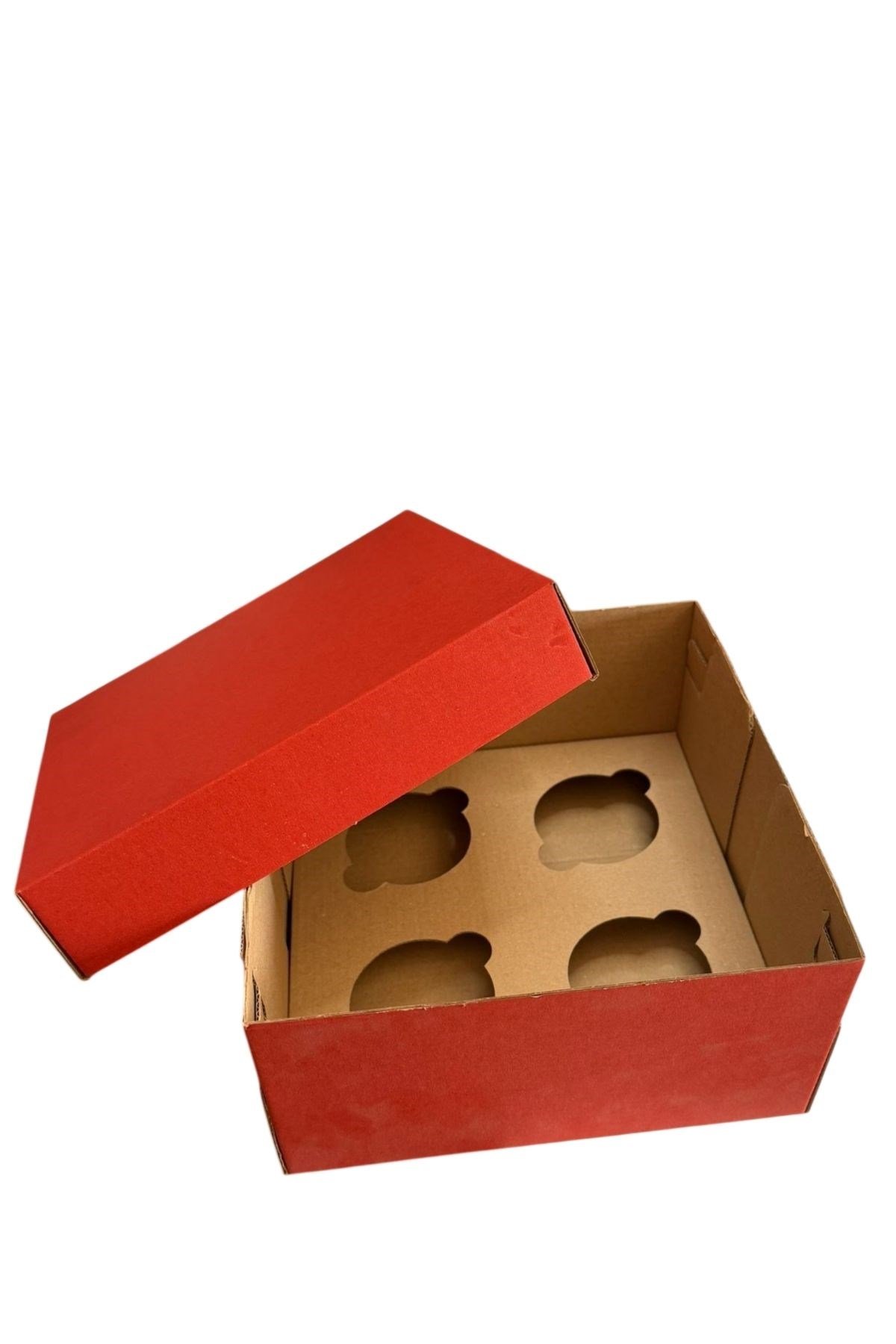 KIRMIZI 4 LÜ CUPCAKE KUTUSU