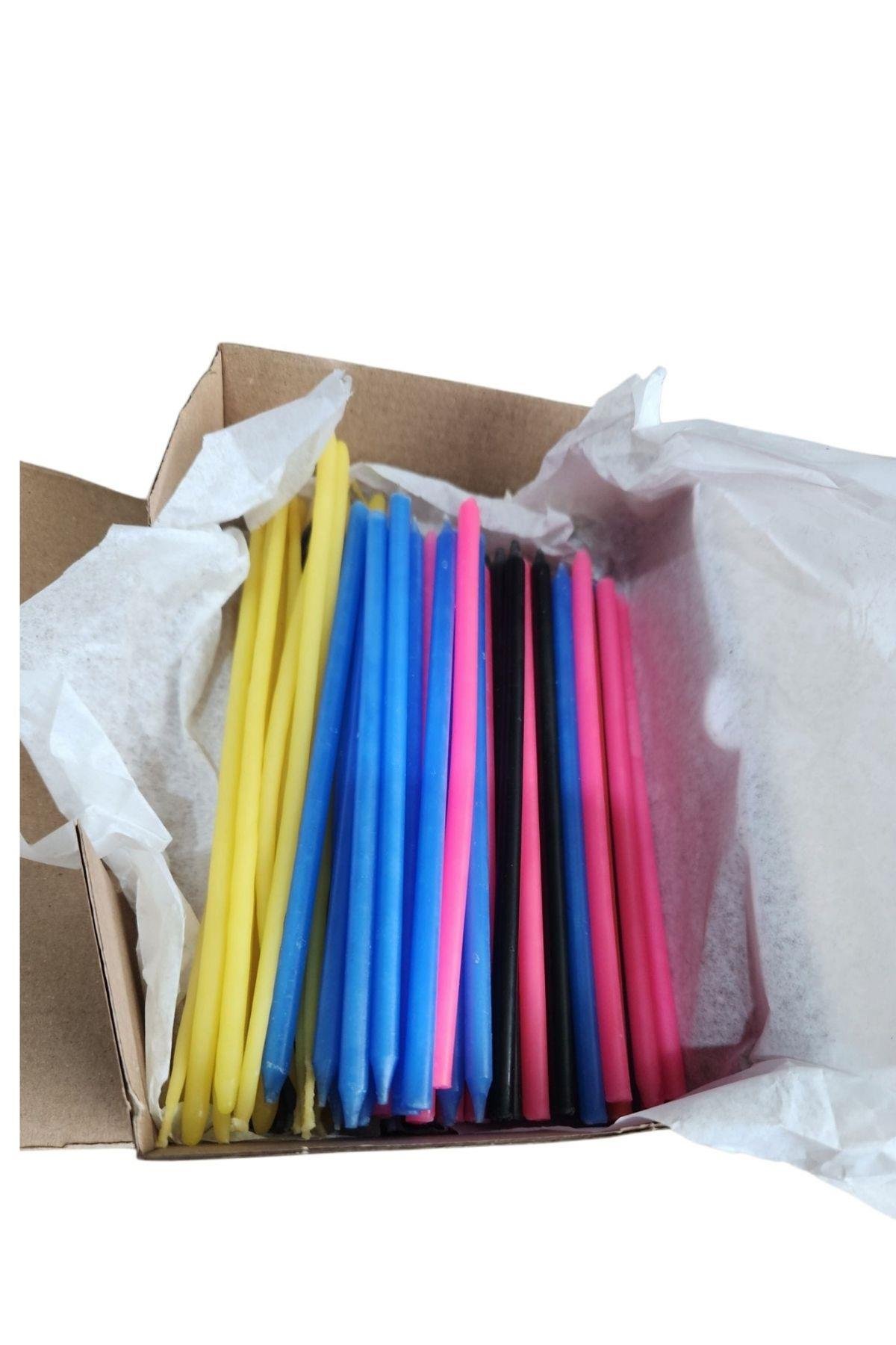 RENKLİ 15 CM PASTA MUMU 100 ADET