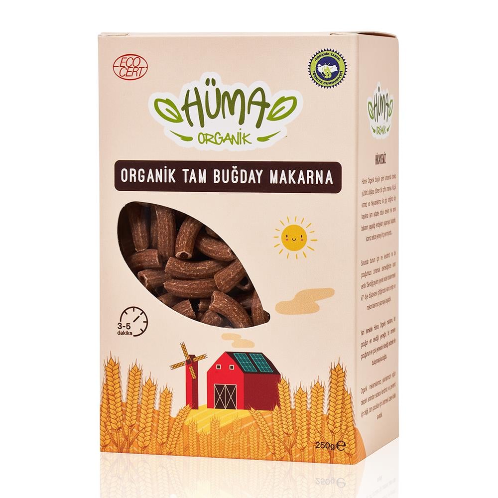 Organik Tam Buğday Makarna , Rigatoni (250 gr) Hüma Organik