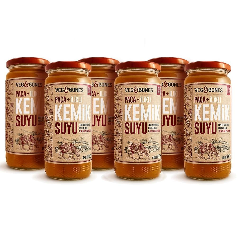 Paça ve İlikli Kemik Suyu (480 ml, 6'lı paket) Veg&Bones