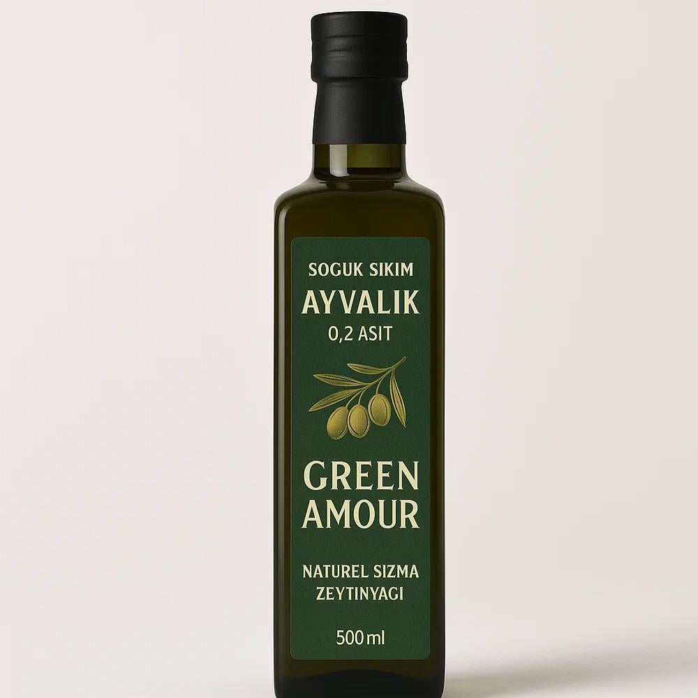 Soğuk Sıkım, Ayvalık 0,2 Asit  Naturel Sızma Zeytinyağı (500 ml) Green Amour