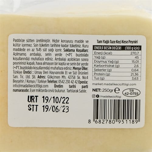 %100 Keçi Kese Peyniri (250 gr) Madalı
