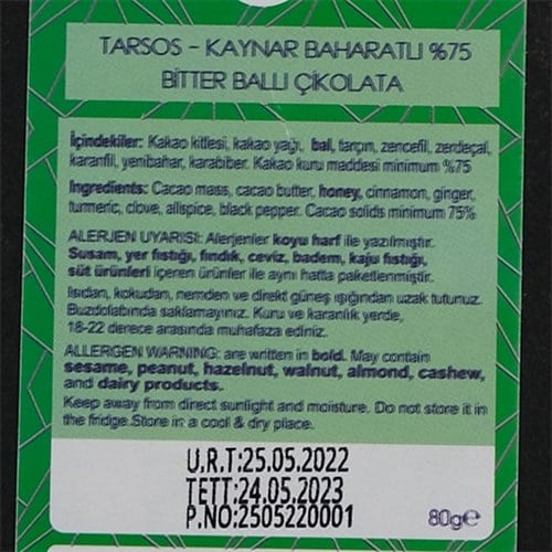 %75 Bitter Çikolata, Tarsus (80 gr) Aroha