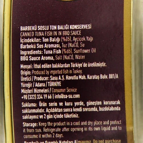 Barbekü Soslu Ton Balığı (160 gr) Sasu