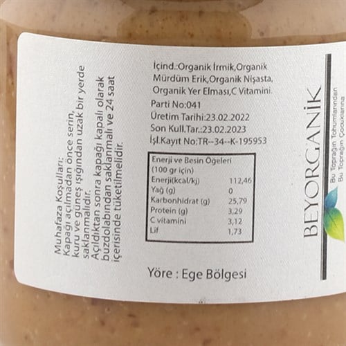 Beybeybi Organik Probiyotik Mürdüm Erik-İrmik Püre (180 gr) Beyorganik