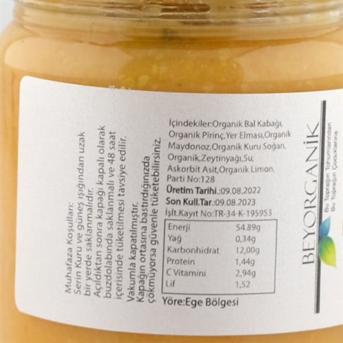 Beybeybi Organik Probiyotikli Havuç-Kabak-Esmer Pirinç Püre (180 gr) Beyorganik