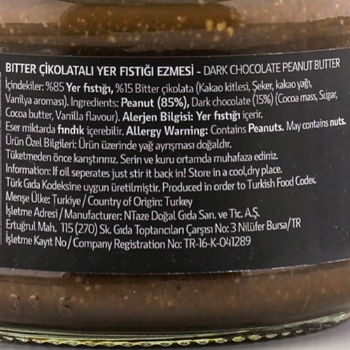 Bitter Çikolatalı Yer Fıstığı Ezmesi (280 gr) Nuts'all