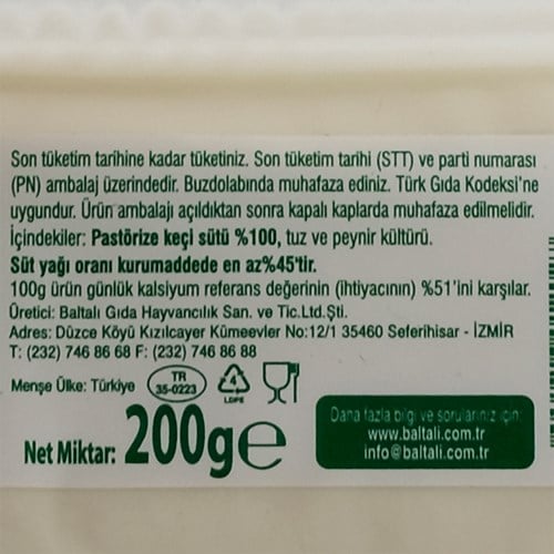 Büş Peyniri (Keçi Sütünden) 200 gr, Baltalı
