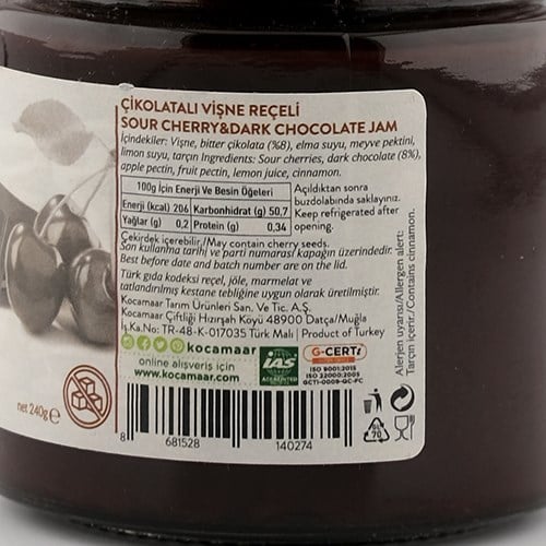 Çikolatalı Vişne Reçeli (240 gr) Kocamaar Çiftliği