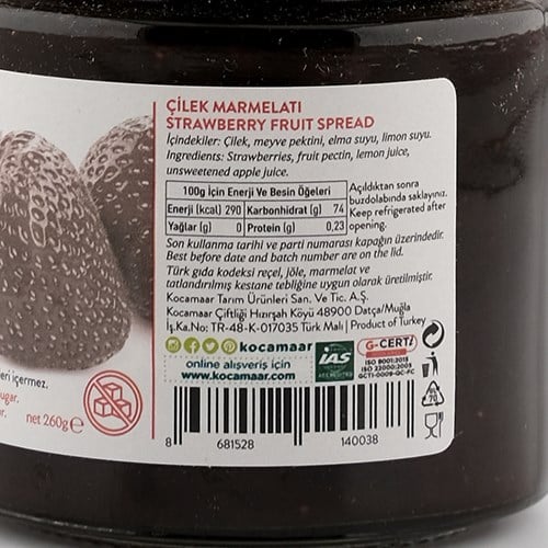 Çilek Marmelatı (260 gr) Kocamaar Çiftliği