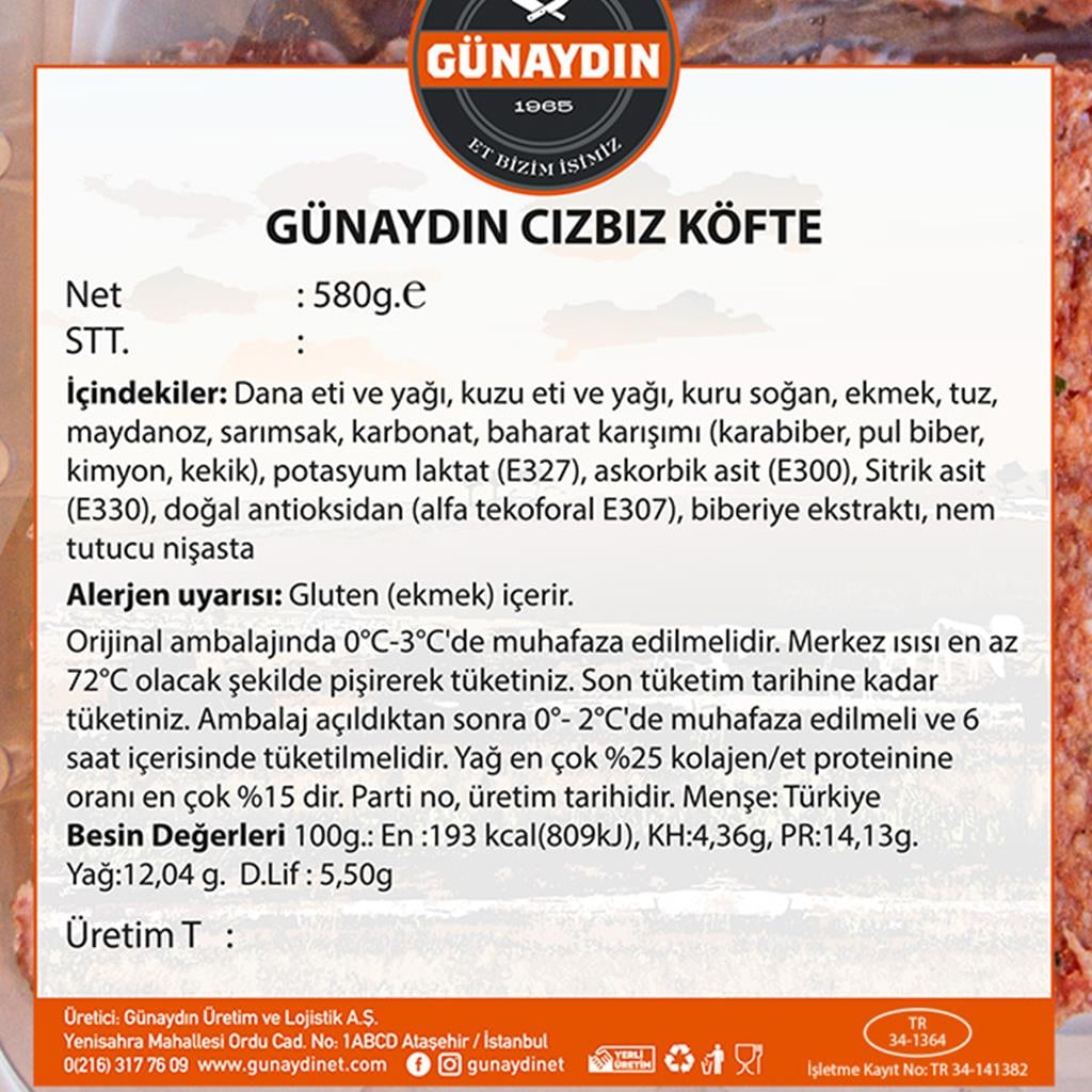 Cızbız Köfte (580 gr) Günaydın