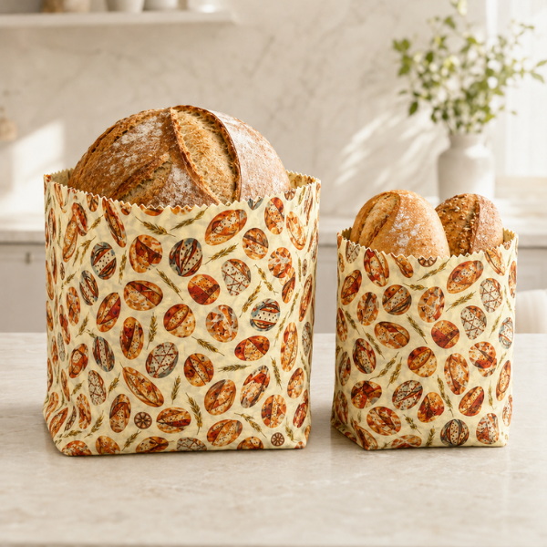 Doğal Balmumu Ekmek Saklama Torbası 2'Li Set (40x35 Cm + 35x30 Cm) Doğa Kucaklar