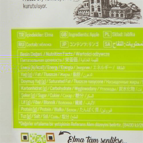Dondurularak Kurutulmuş Dilim Elma (18 gr) Pol's