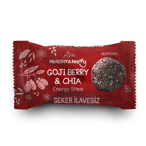 Goji Berry & Chia'lı Enerji Topu (40 gr) Healthy & Happy