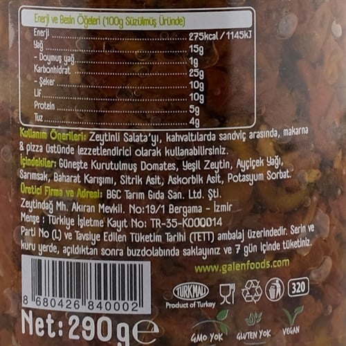 Güneşte Kurutulmuş Domates Salatası (300 gr) Galen