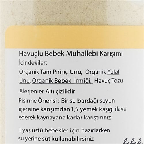 Havuçlu Muhallebi Karışımı (300 gr) OG Organik