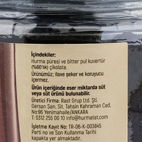 Hurmalı Bitter Krema (260 gr) Hurmatat