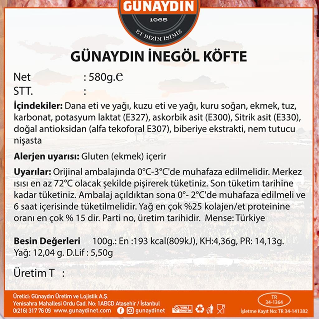 İnegöl Köfte (580 gr) Günaydın