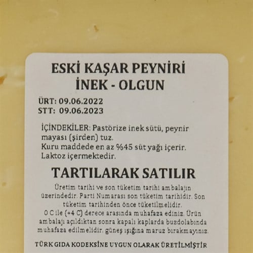 İnek Eski Kaşar,4 Ay Olgun (300 gr) Kuka Çiftlik