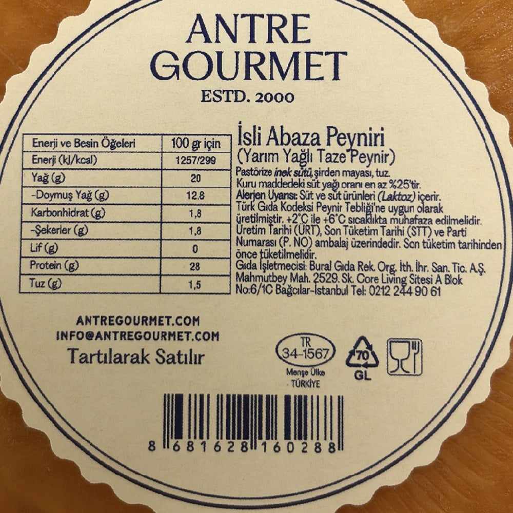 İsli Abaza Peyniri (250 gr) Antregourmet