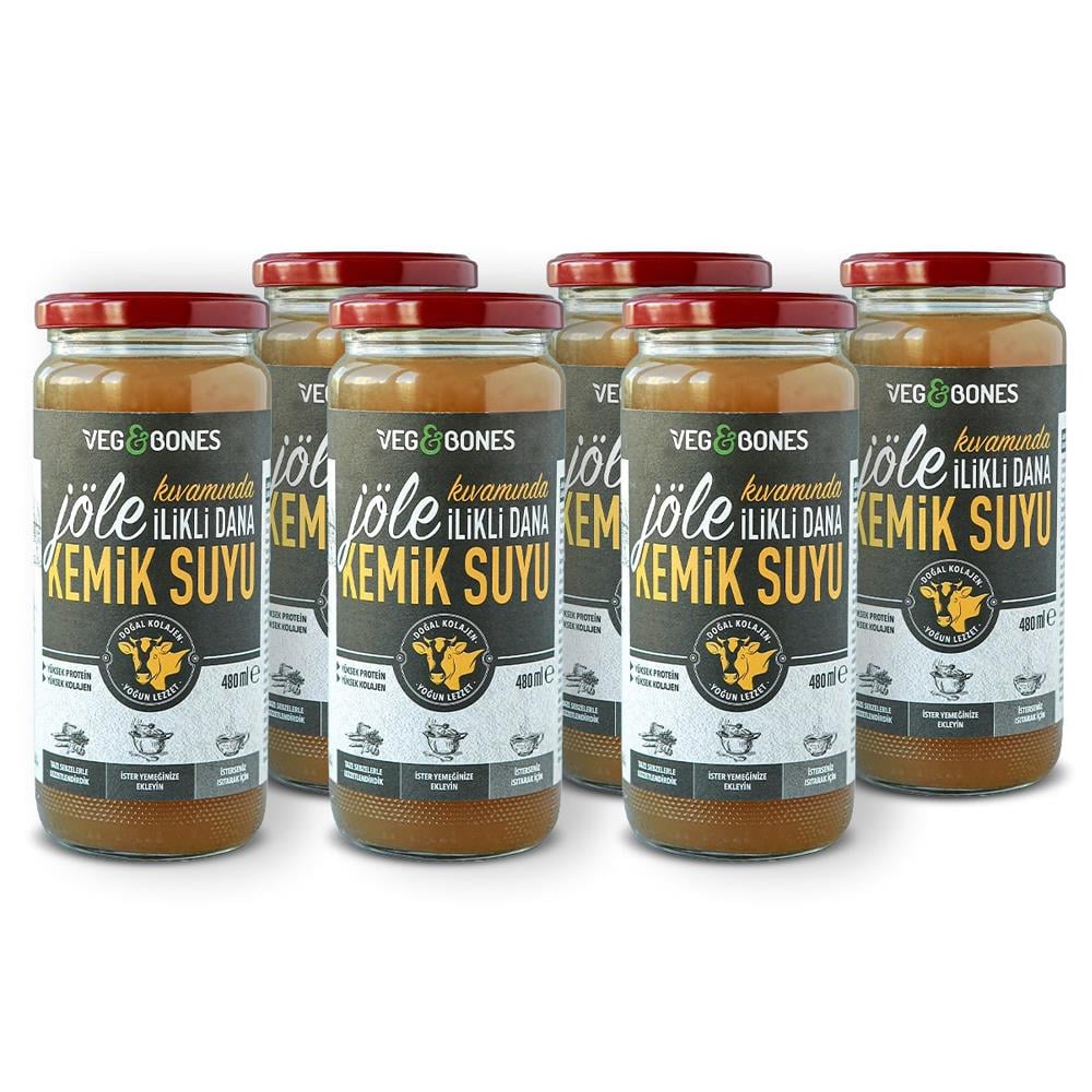 Jöle Kıvamında İlikli Dana Kemik Suyu (480 ml, 6'lı paket) Veg&Bones