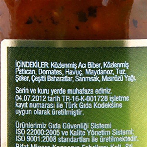 Kahvaltılık Lütenitsa - Acı (580 cc) Rifat Minare