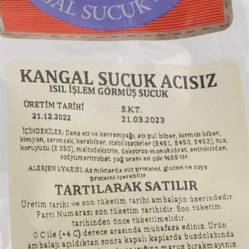 Kangal Sucuk, Acısız (400 gr) Kuka Çiftlik