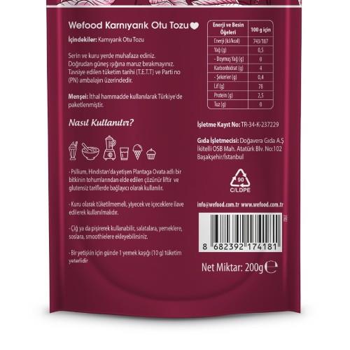 Karnıyarık Otu Tozu (Psyllium) (200 gr) Wefood