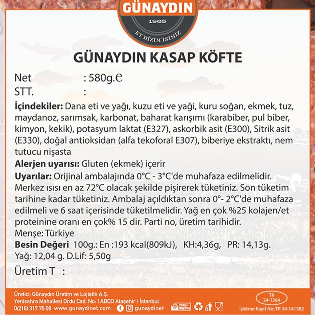 Kasap Köfte (580 gr) Günaydın
