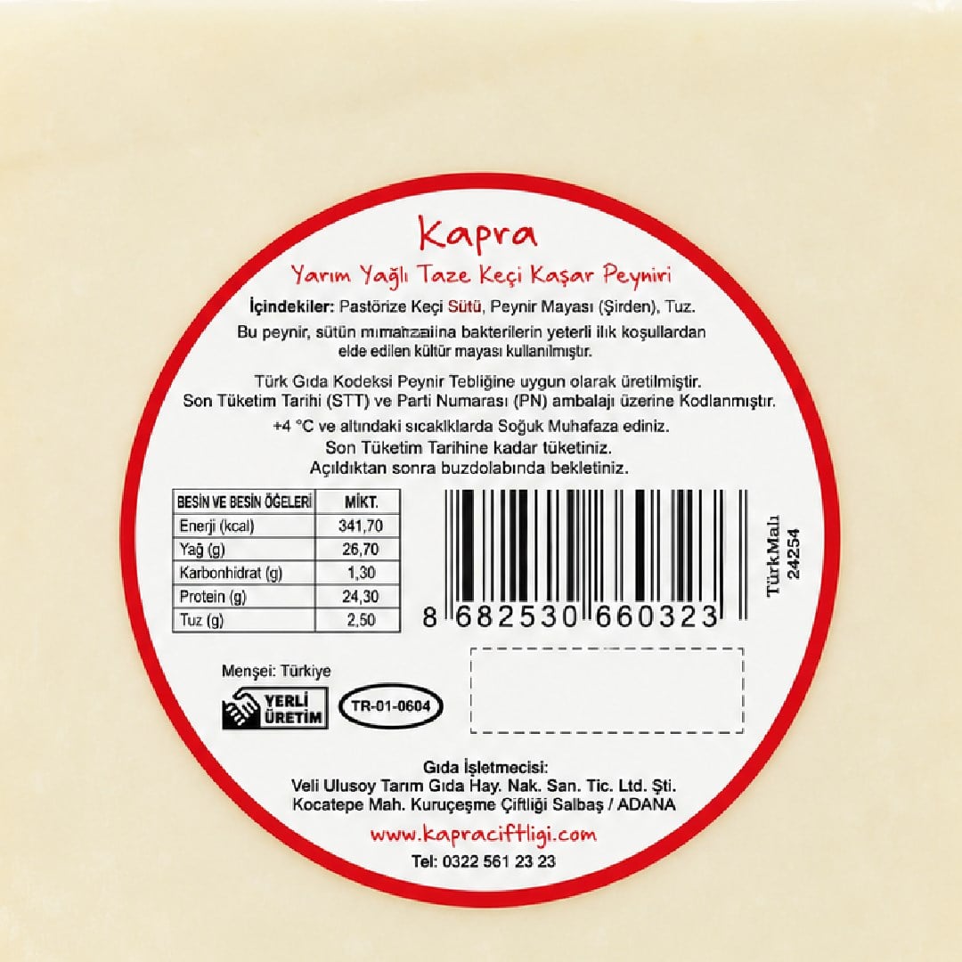 Keçi Taze kaşar Peyniri (300 gr) Kapra
