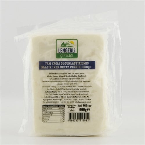 Klasik İnek Peyniri (600 gr) Tam Yağlı, Lengerli Çiftliği