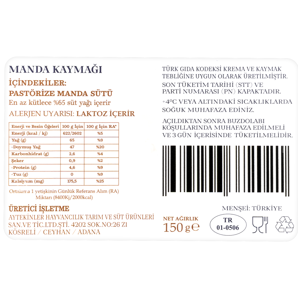 Manda Kaymağı (150 gr) Mandamia