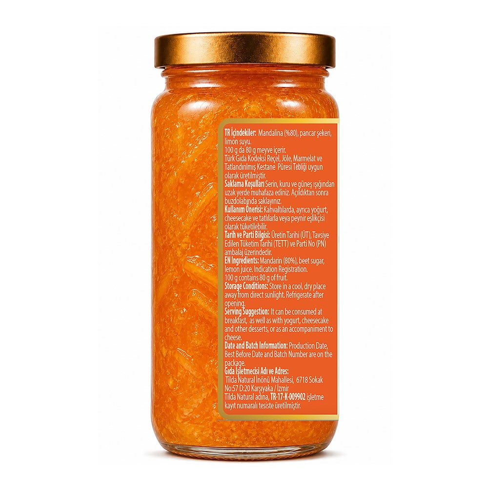 Mandalina Marmelatı %80 Meyve (250 gr) Tilda