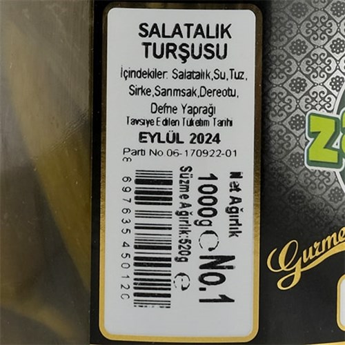 Naturel Çubuk Salatalık Turşusu (1 kg) Ankara, Zavrak