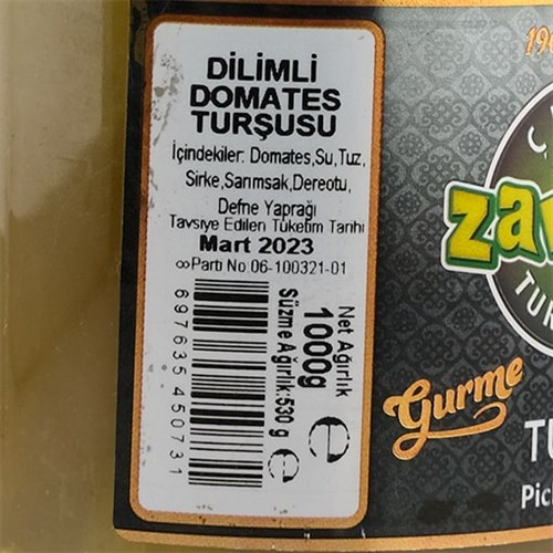 Naturel Domates Turşusu (1 kg) Ankara, Zavrak